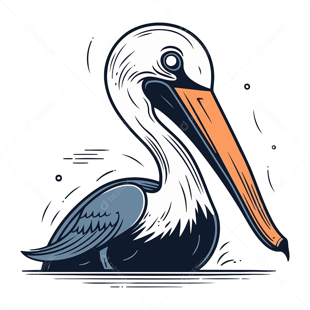 Pelicano de Desenho Animado Ilustração Vetor EPS