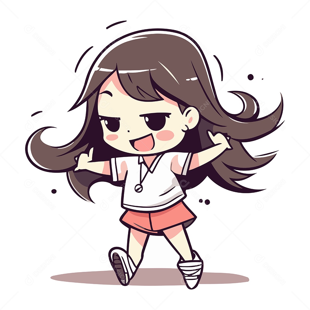 Menina Bonitinha de Desenho Animado Ilustração Vetor EPS