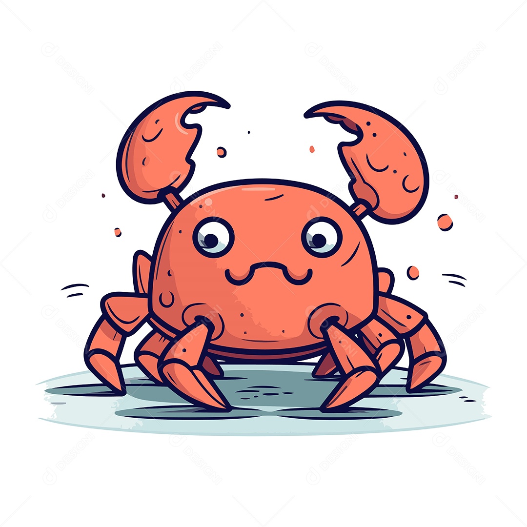 Caranguejo Fofo de Desenho Animado Ilustração Vetor EPS