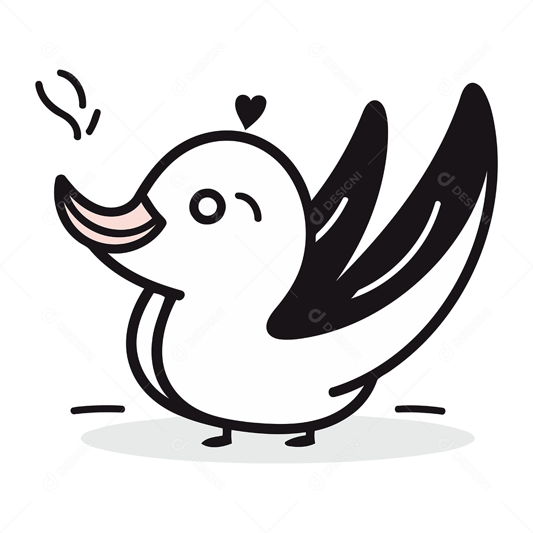 Patinho Fofo de Desenho Animado Ilustração Vetor EPS