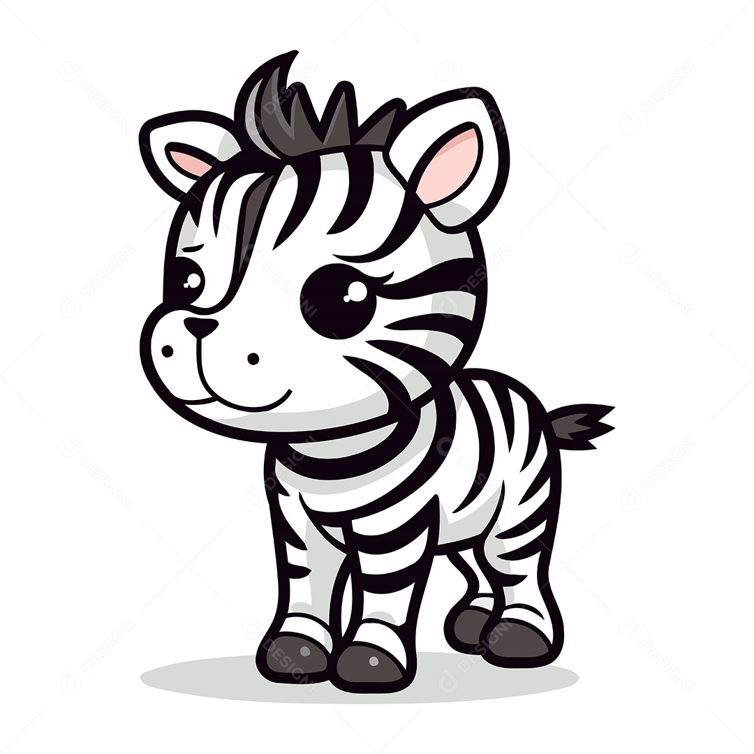 Zebra Fofa de Desenho Animado Ilustração Vetor EPS