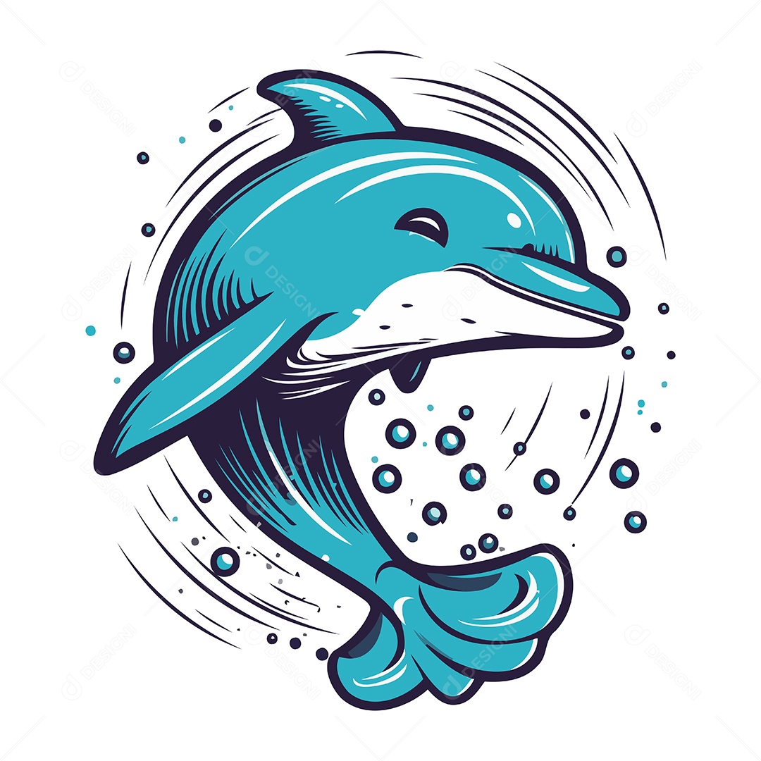 Golfinho de Desenho Animado Ilustração Vetor EPS