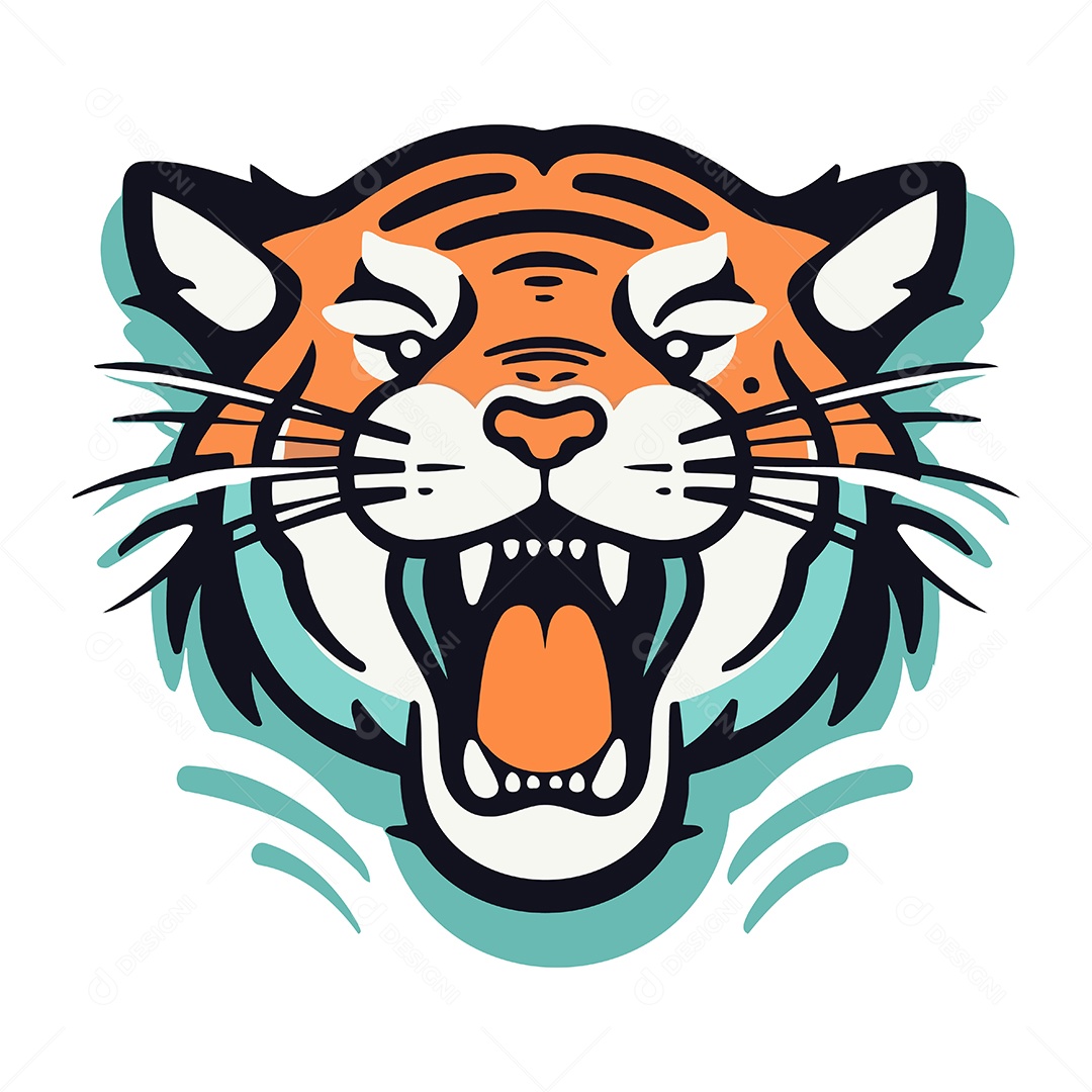 Cabeça de Tigre Desenho Animado Ilustração Vetor EPS