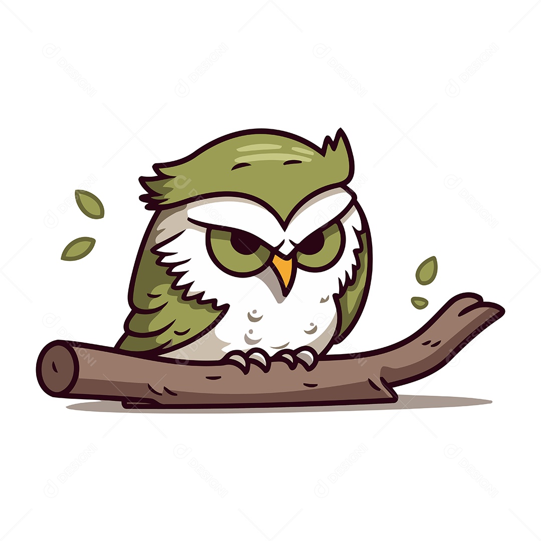 Coruja Sentada em um Galho de Árvore Ilustração Vetor EPS