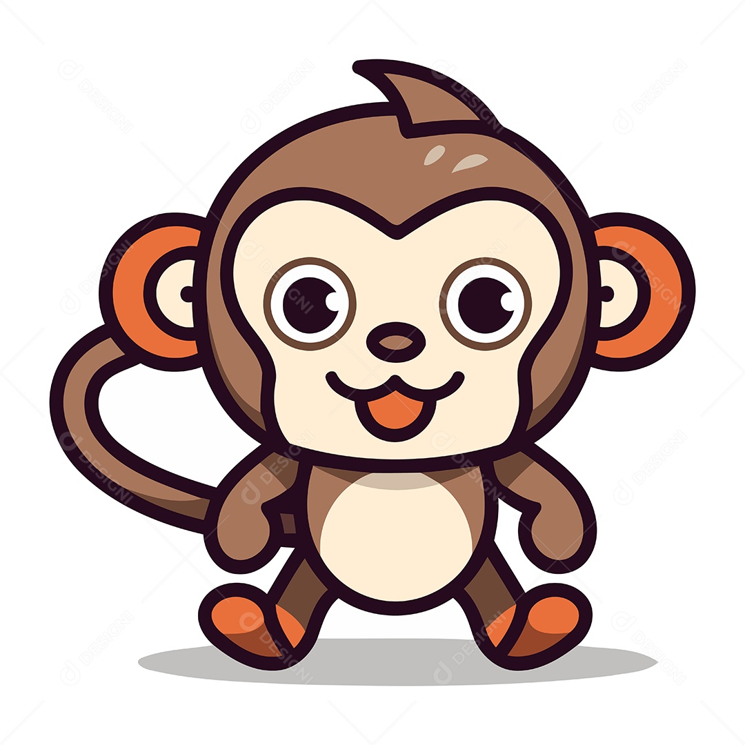 Macaco Fofo de Desenho Animado Ilustração Vetor EPS
