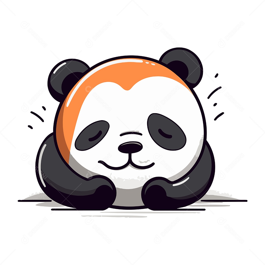 Panda Fofo Dormindo no Chão Ilustração Vetor EPS