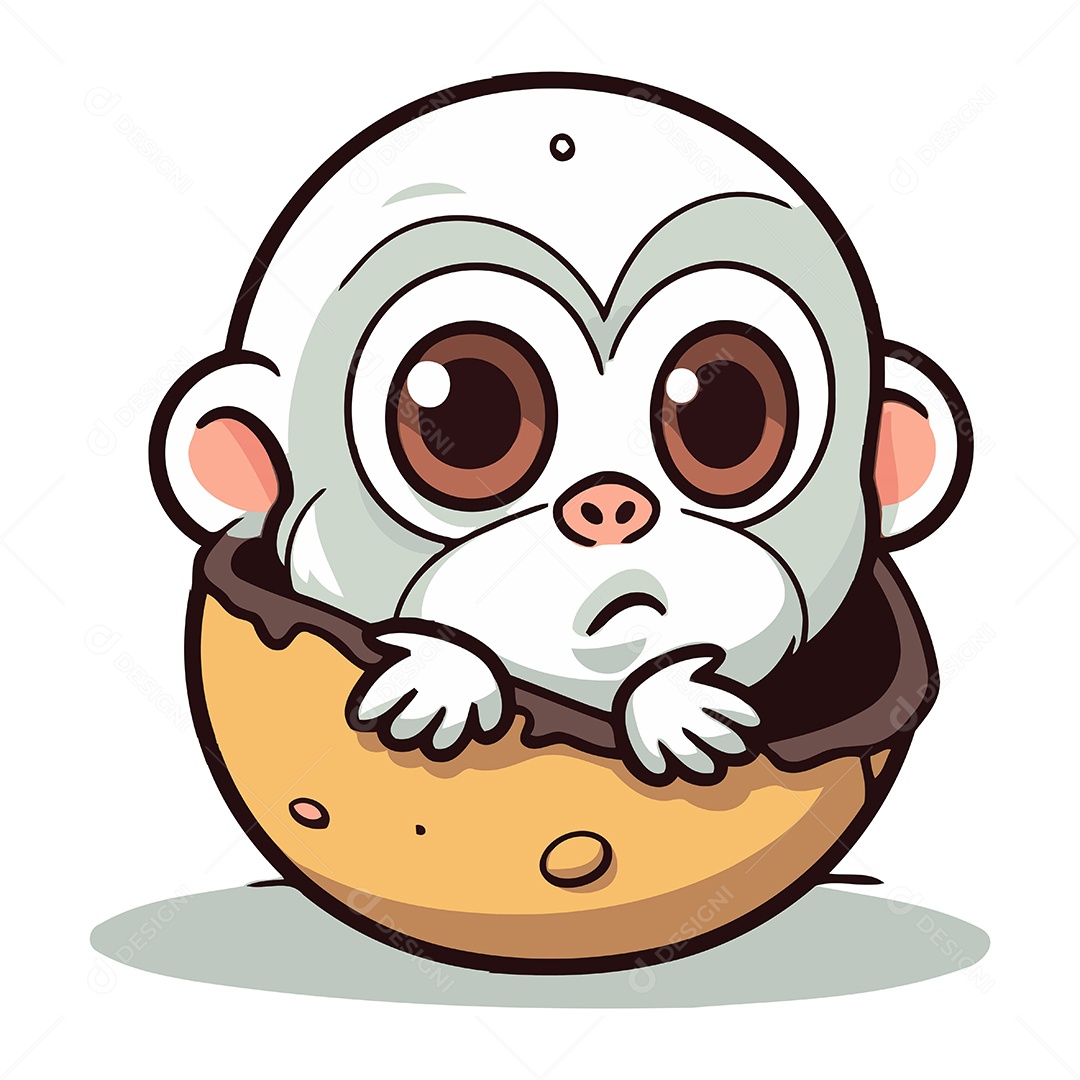Macaquinho Fofo Ilustração Vetor EPS