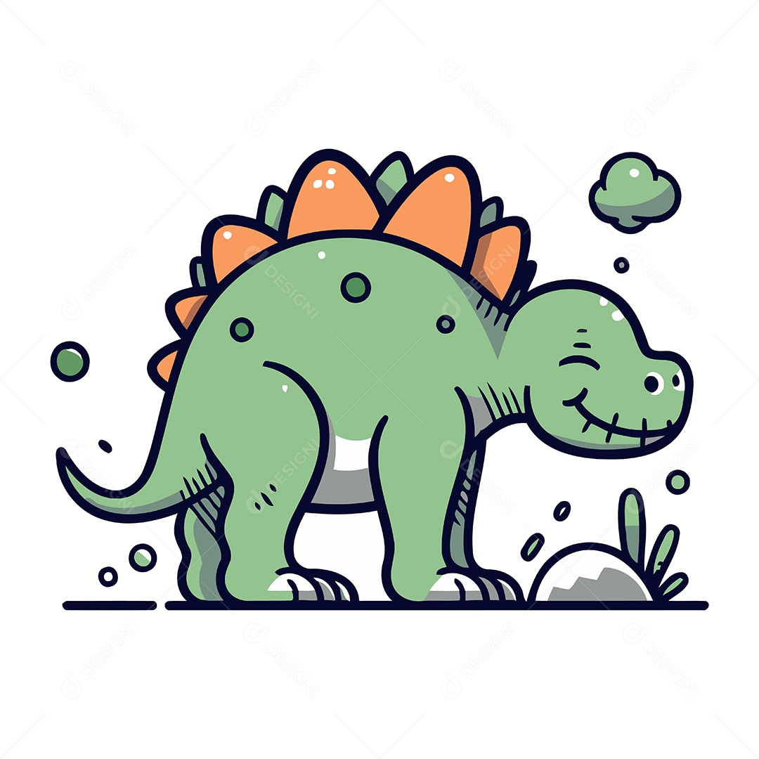 Dinossauro de Desenho Animado Ilustração Vetor EPS