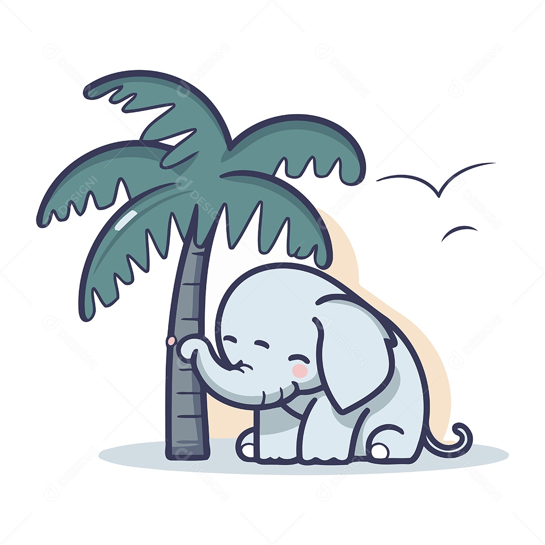 Elefante de Desenho Animado Ilustração Vetor EPS