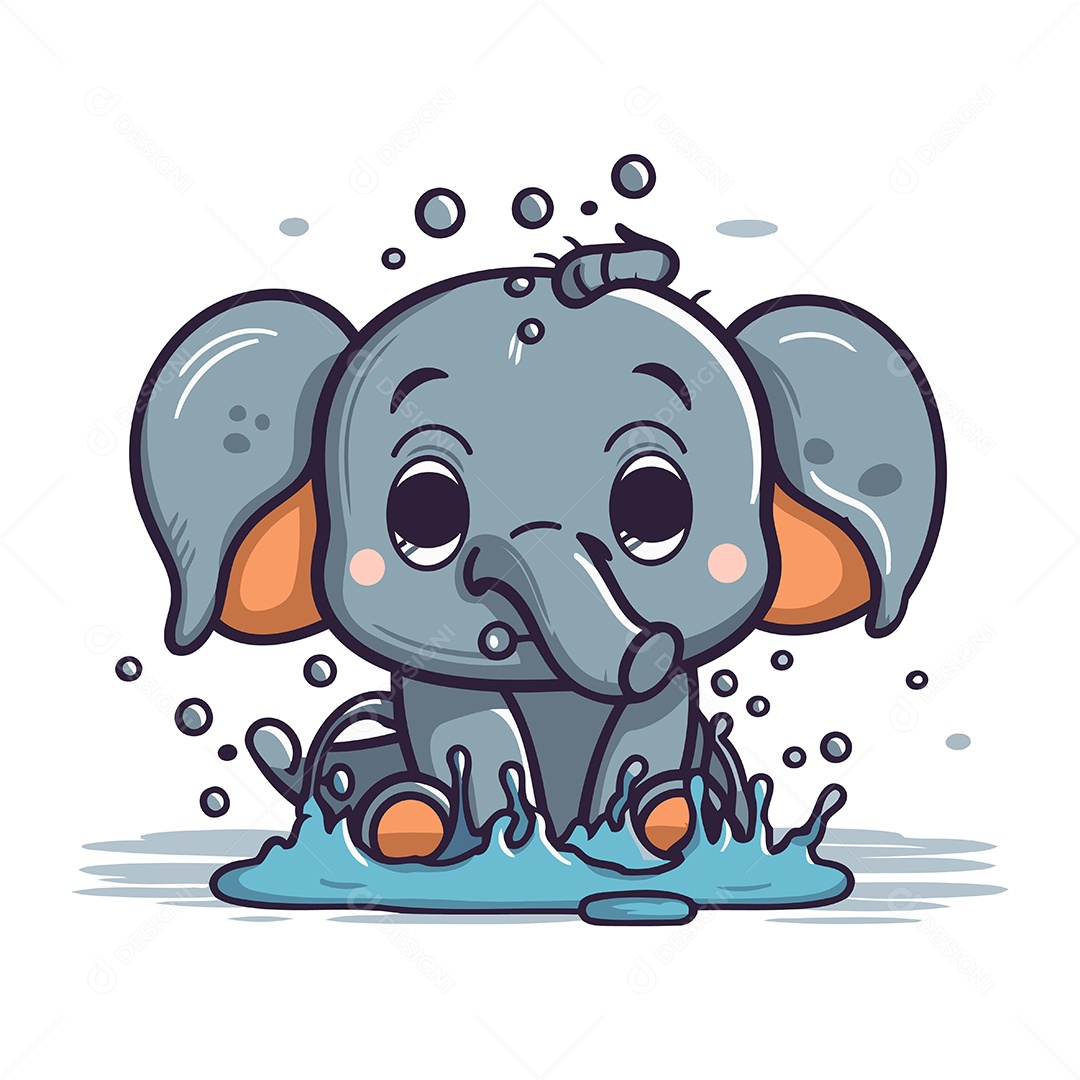 Elefante de Desenho Animado Ilustração Vetor EPS
