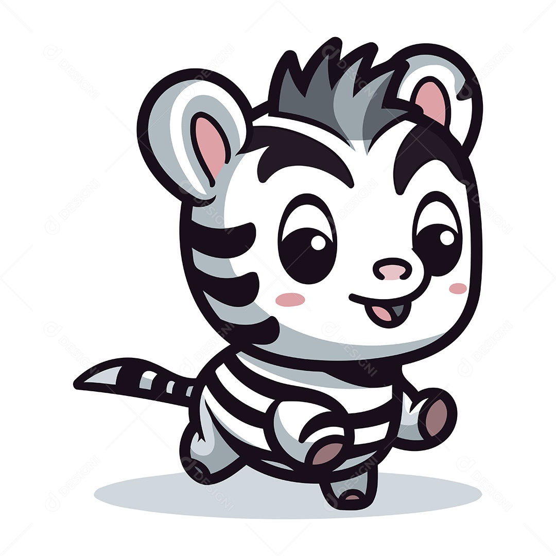 Zebra Fofa de Desenho Animado Ilustração Vetor EPS