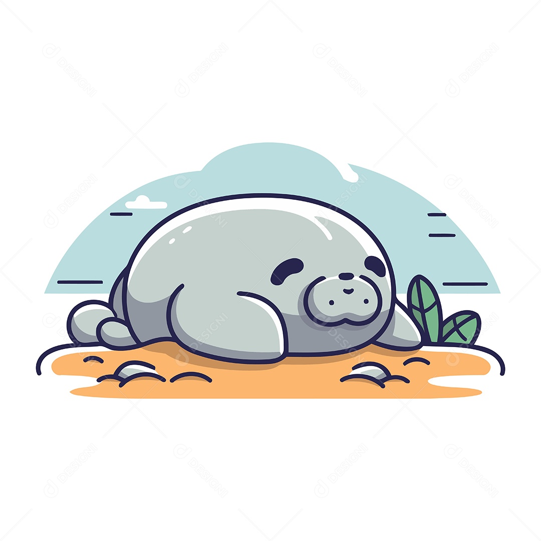 Foca Fofa de Desenho Animado Ilustração Vetor EPS