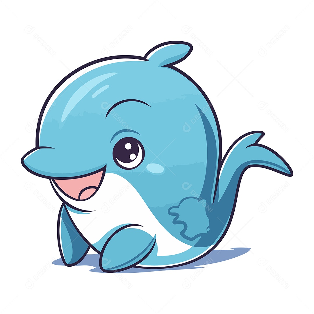 Baleia Fofa de Desenho Animado Ilustração Vetor EPS