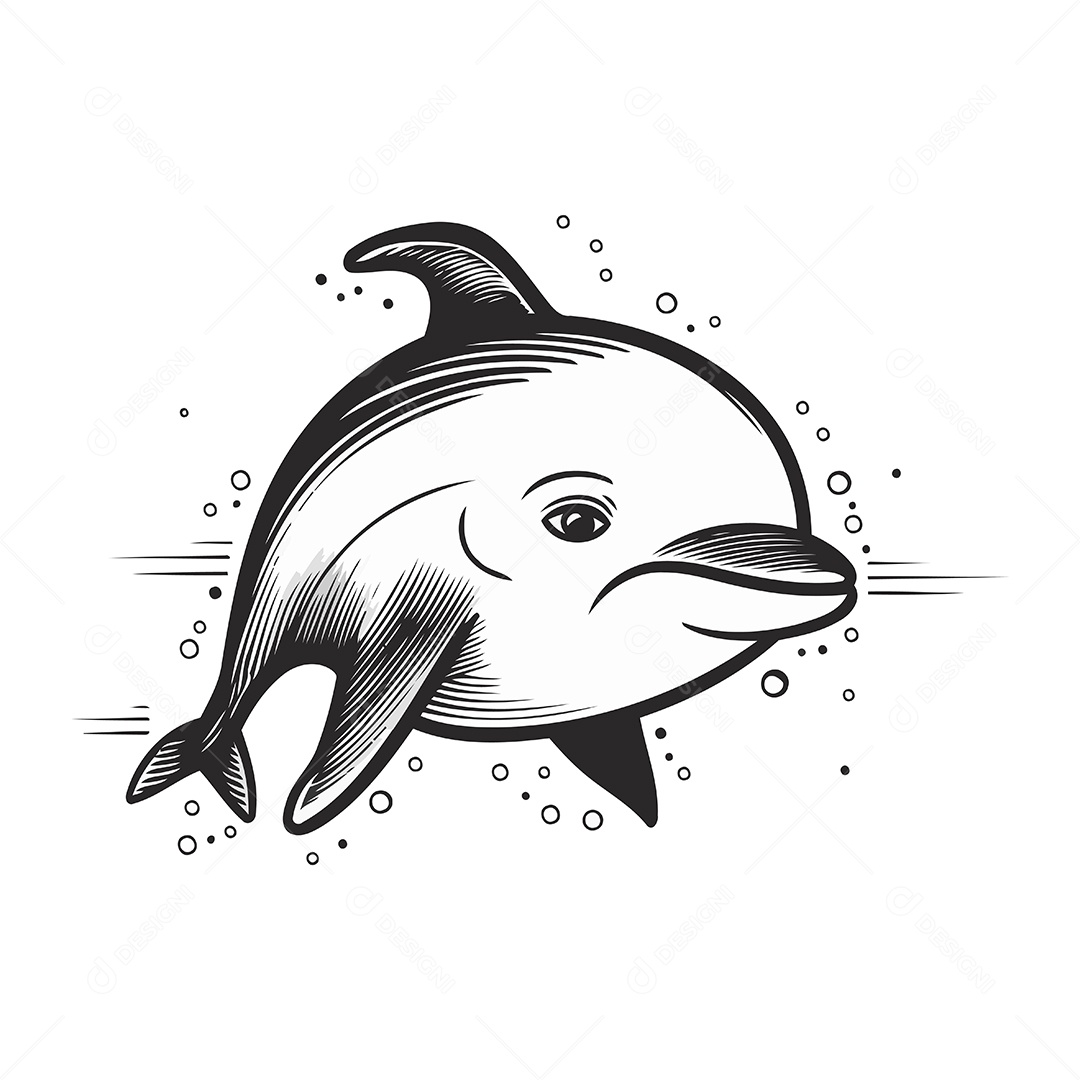 Golfinho de Desenho Animado Ilustração Vetor EPS