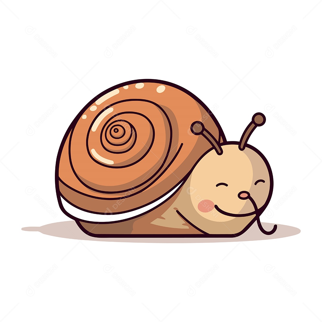 Caracol Fofo de Desenho Animado Ilustração Vetor EPS