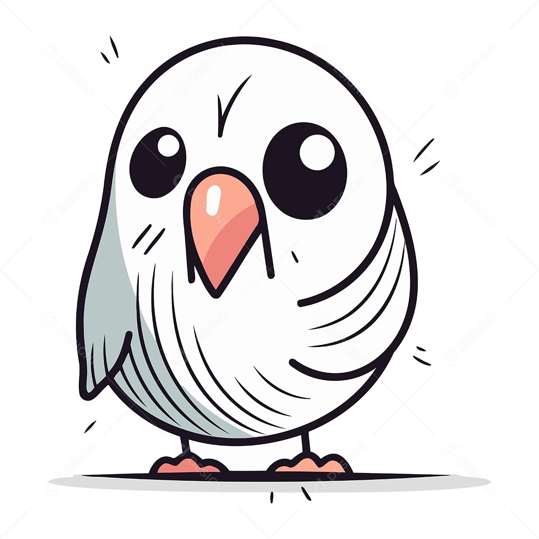 Coruja Branca Fofa de Desenho Animado Ilustração Vetor EPS