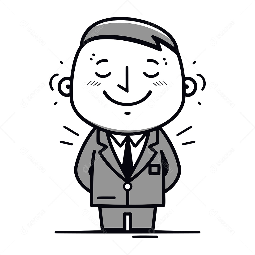 Empresário Feliz de Desenho Animado Ilustração Vetor EPS