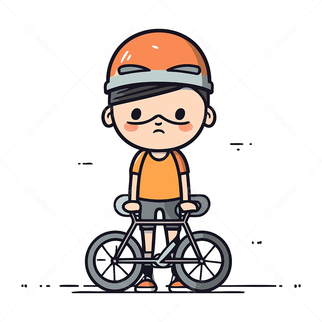 Menino de Capacete Andando de Bicicleta Ilustração Vetor EPS