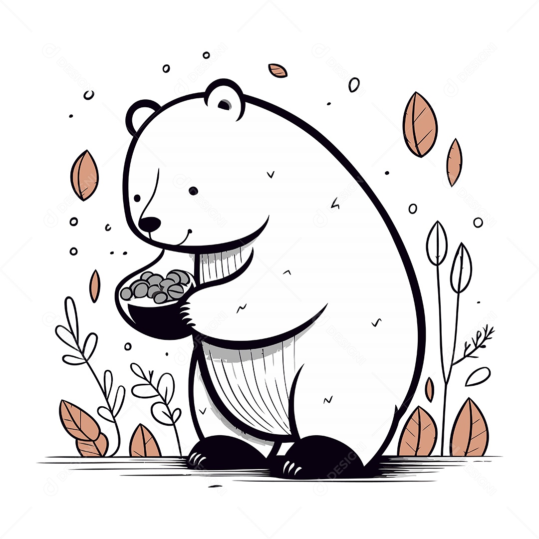 Urso Polar Fofo de Desenho Animado Ilustração Vetor EPS
