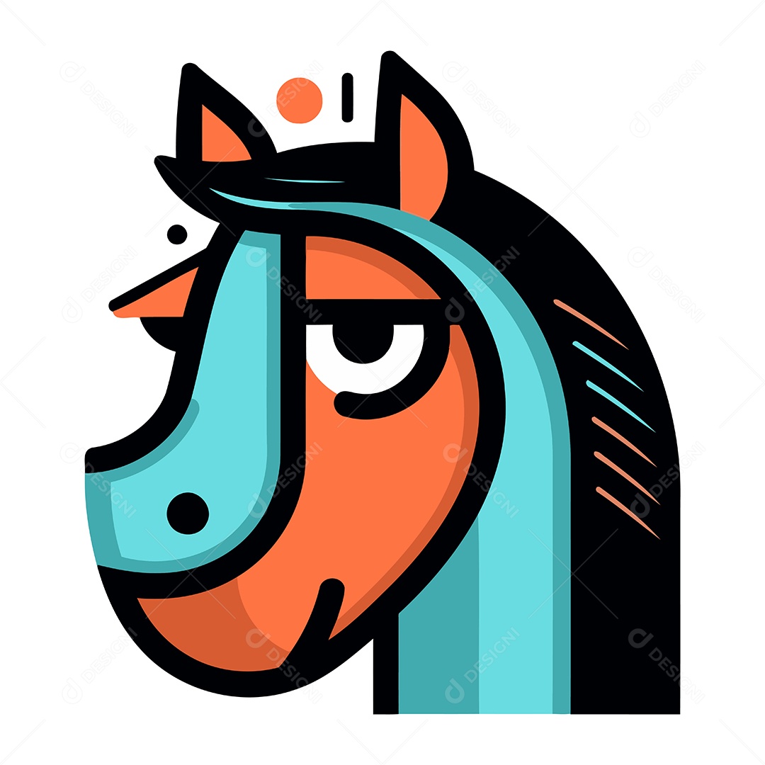 Cabeça de Cavalo Desenho Animado Ilustração Vetor EPS