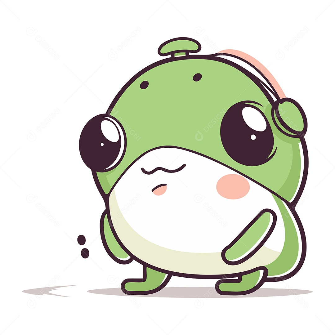 Sapo Fofo com Fone de Ouvido Ilustração Vetor EPS