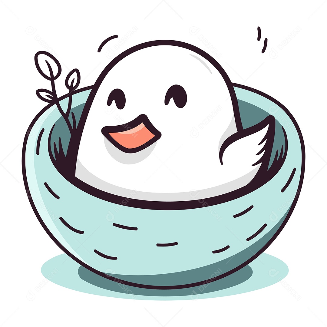 Pássaro em uma Cesta Ilustração Vetor EPS