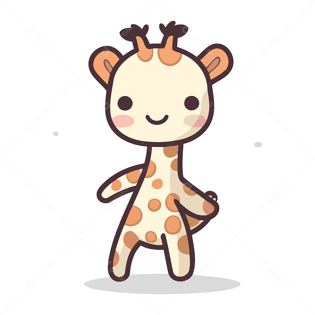 Girafa Fofa de Desenho Animado Ilustração Vetor EPS