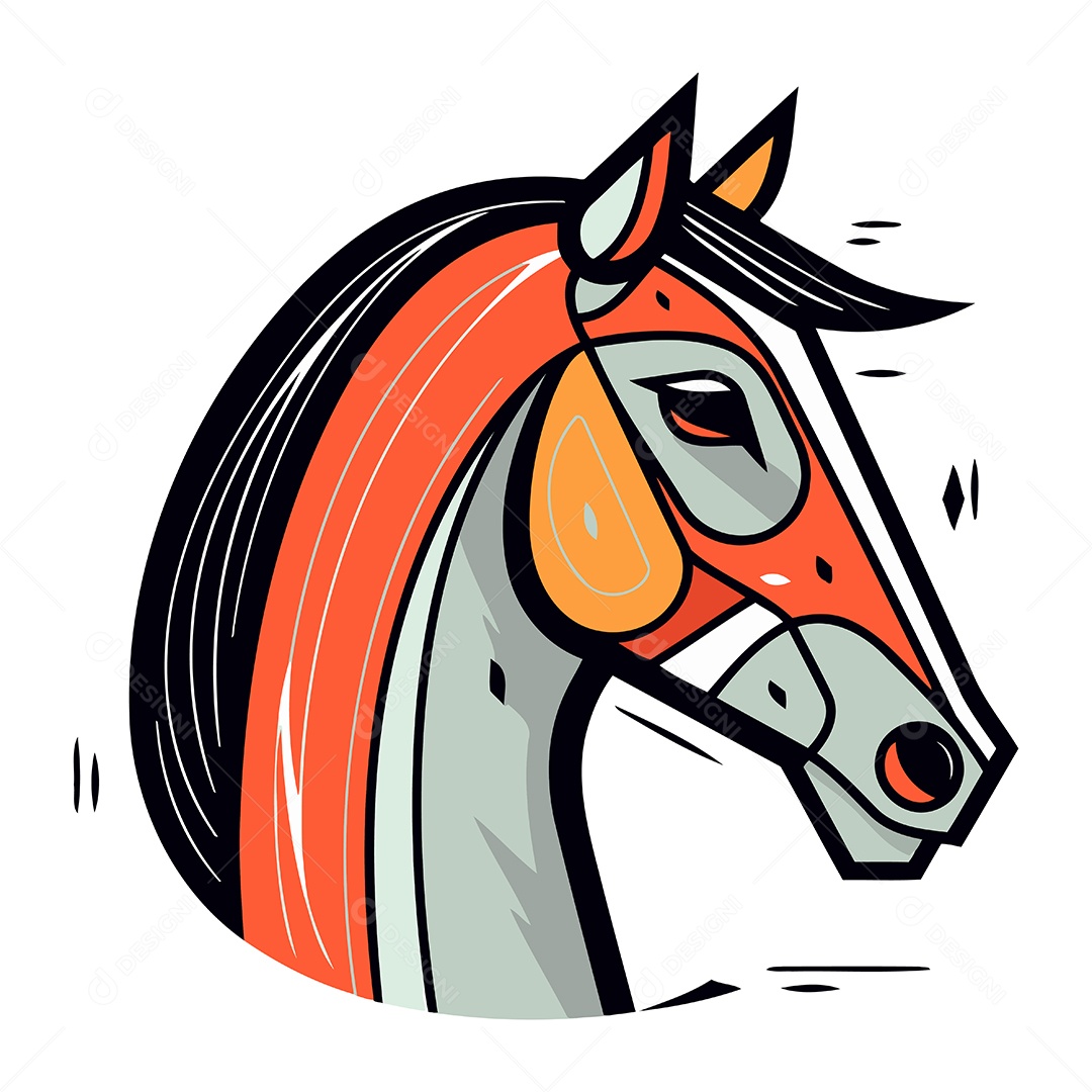 Cabeça de Cavalo Desenho Animado Ilustração Vetor EPS
