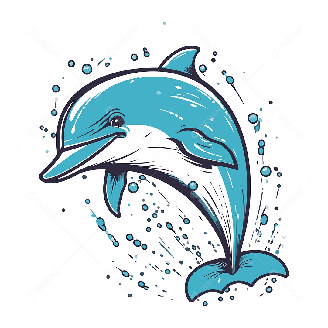 Golfinho de Desenho Animado Ilustração Vetor EPS