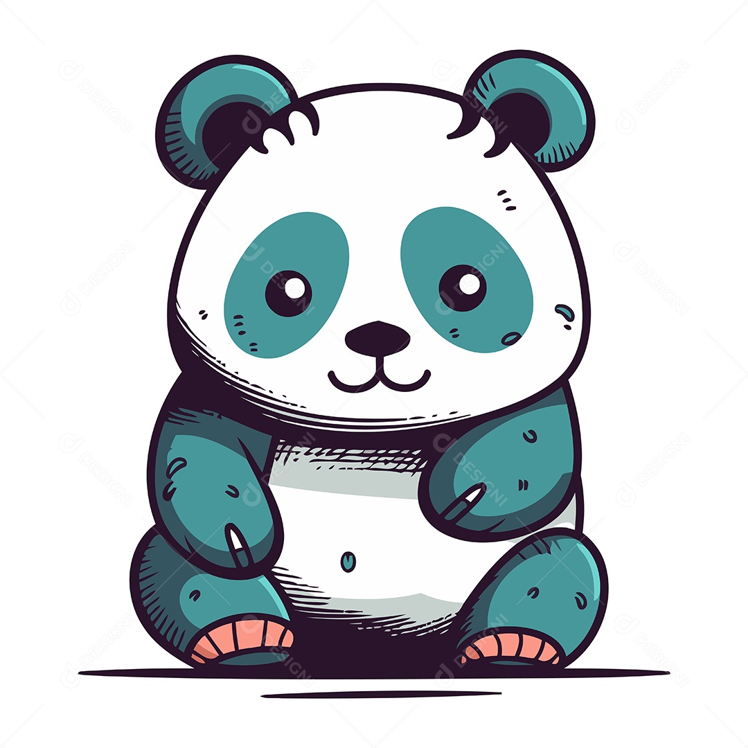 Urso Panda Fofo de Desenho Animado Ilustração Vetor EPS