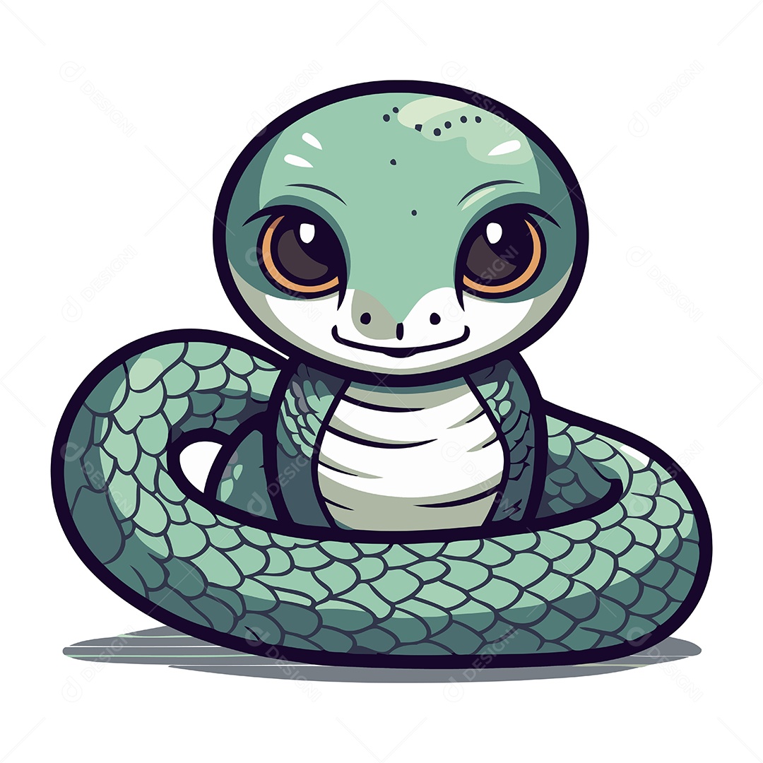 Cobra Fofa de Desenho Animado Ilustração Vetor EPS
