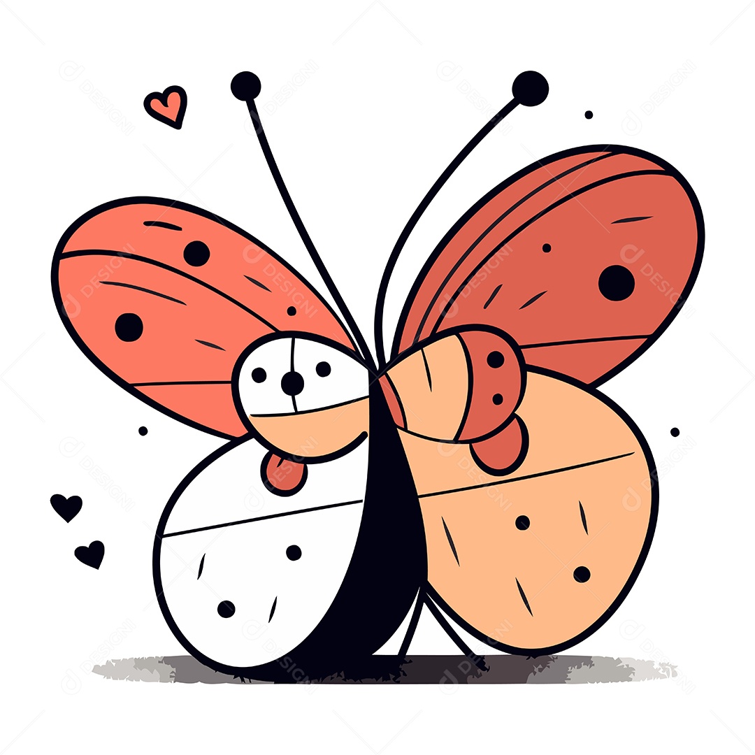 Borboleta de Desenho Animado Ilustração Vetor EPS