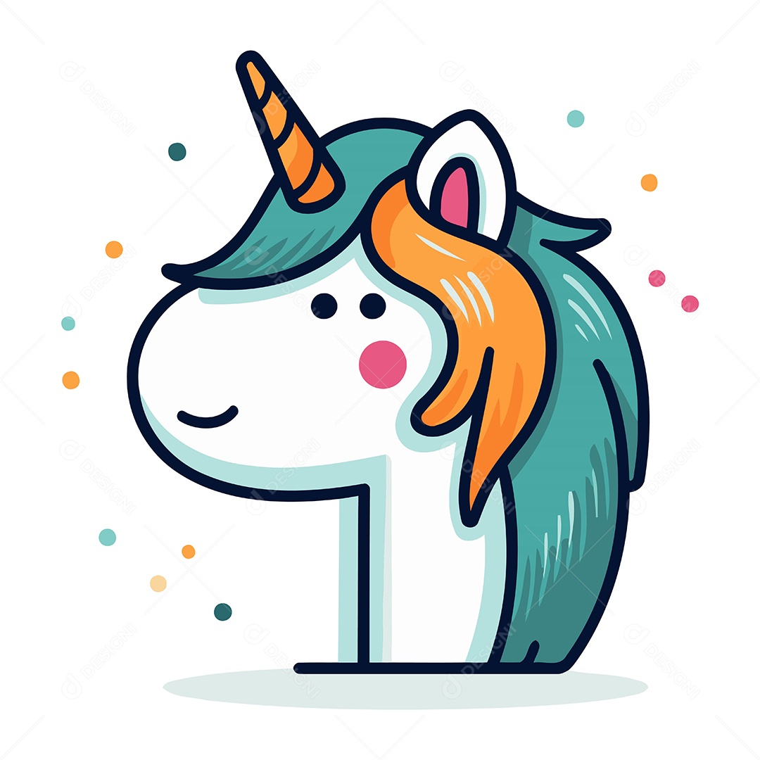 Unicórnio de Desenho Animado Ilustração Vetor EPS