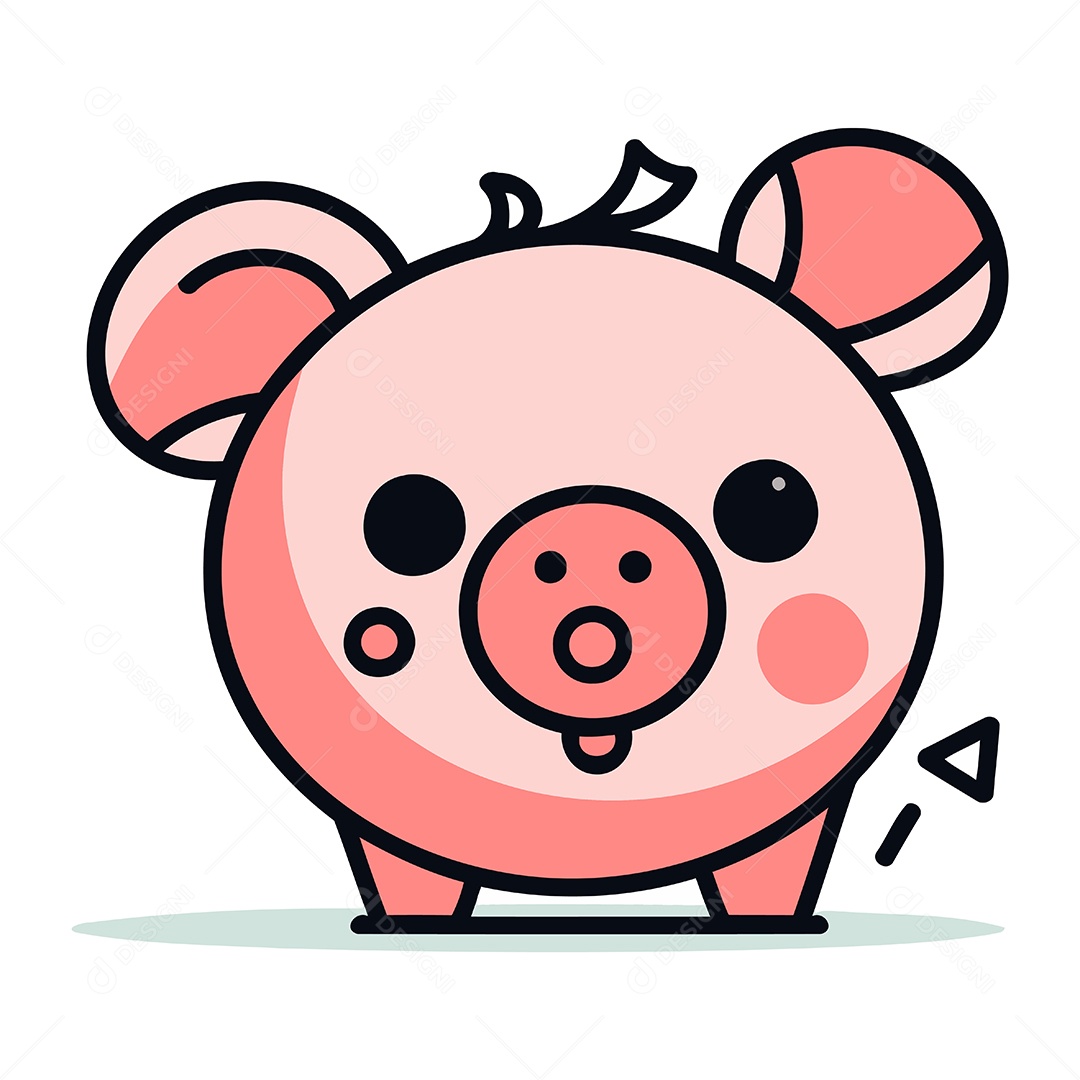 Porco de Desenho Animado Ilustração Vetor EPS