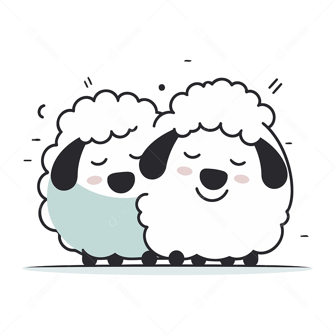 Ovelha Fofa de Desenho Animado Ilustração Vetor EPS