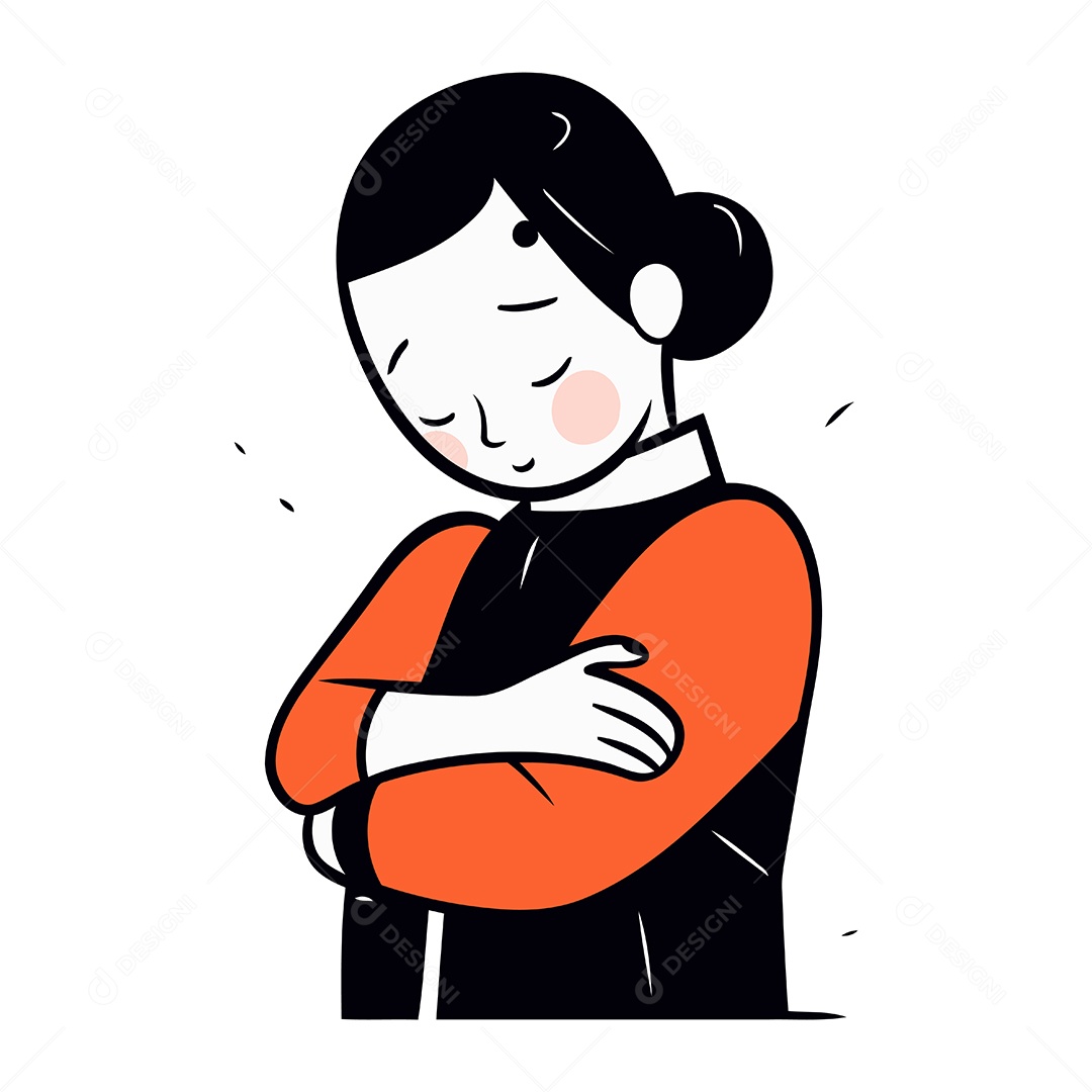 Mulher de Desenho Animado com Dor de Estômago Ilustração Vetor EPS