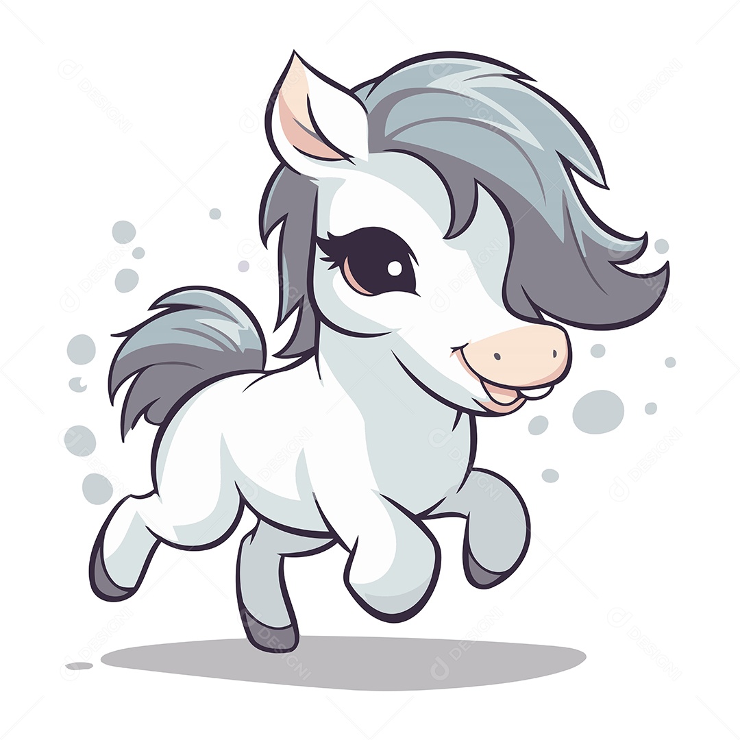 Pônei Fofo de Desenho Animado Ilustração Vetor EPS