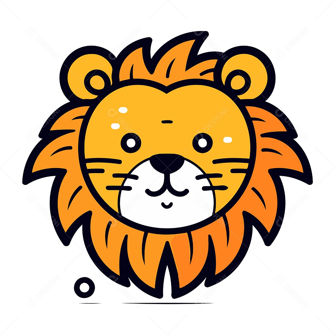 Cabeça de Leão Desenho Animado Ilustração Vetor EPS
