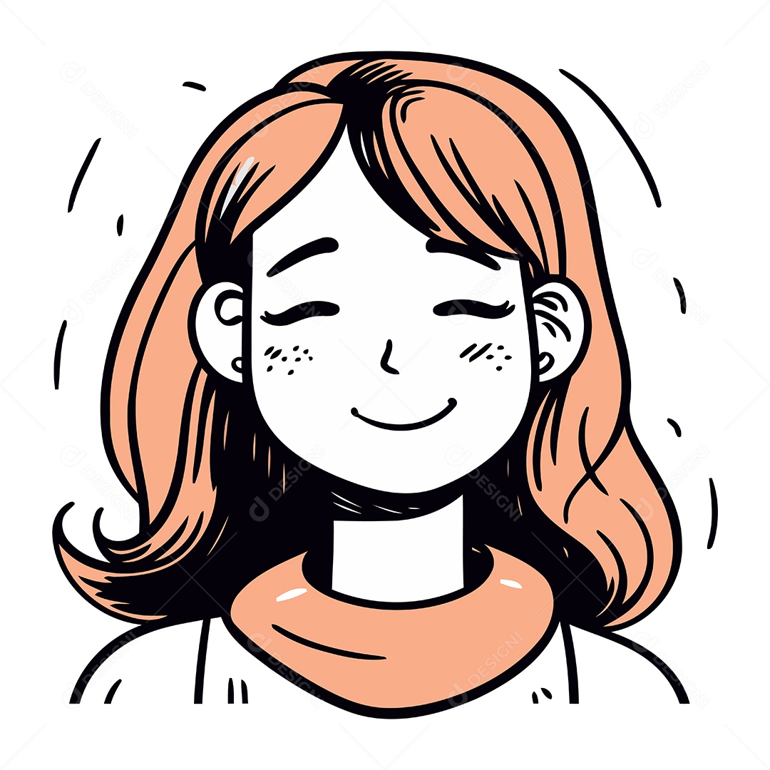 Menina Ruiva de Desenho Animado Ilustração Vetor EPS