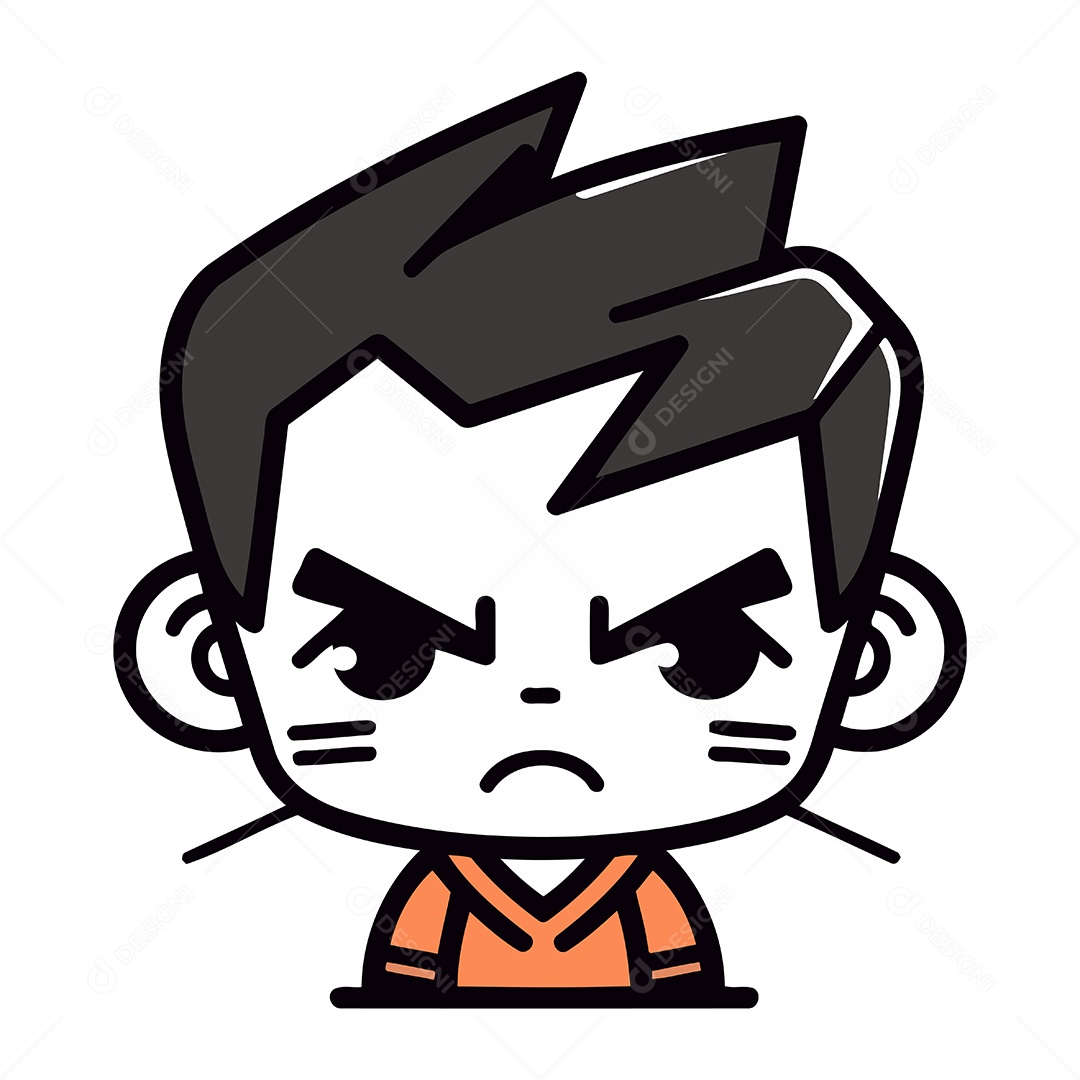Menino Irritado de Desenho Animado Ilustração Vetor EPS