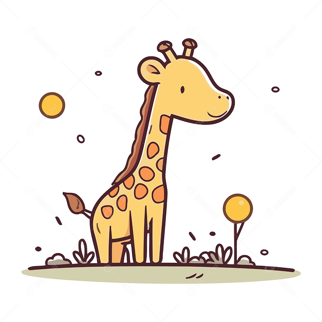Girafa Fofa de Desenho Animado Ilustração Vetor EPS