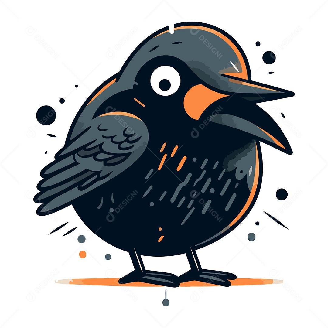 Corvo Fofo de Desenho Animado Ilustração Vetor EPS