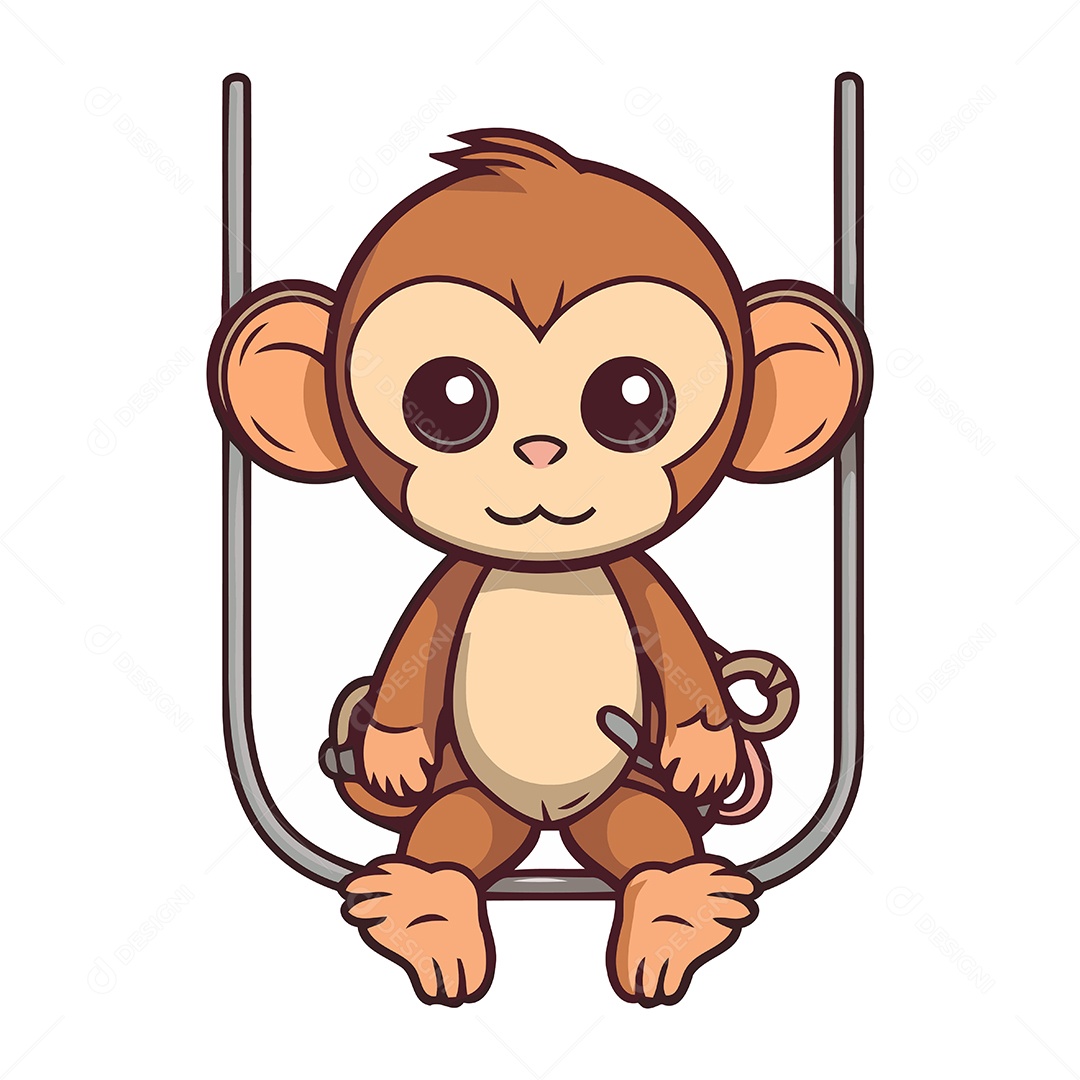 Macaco Sentado em um Balanço Ilustração Vetor EPS