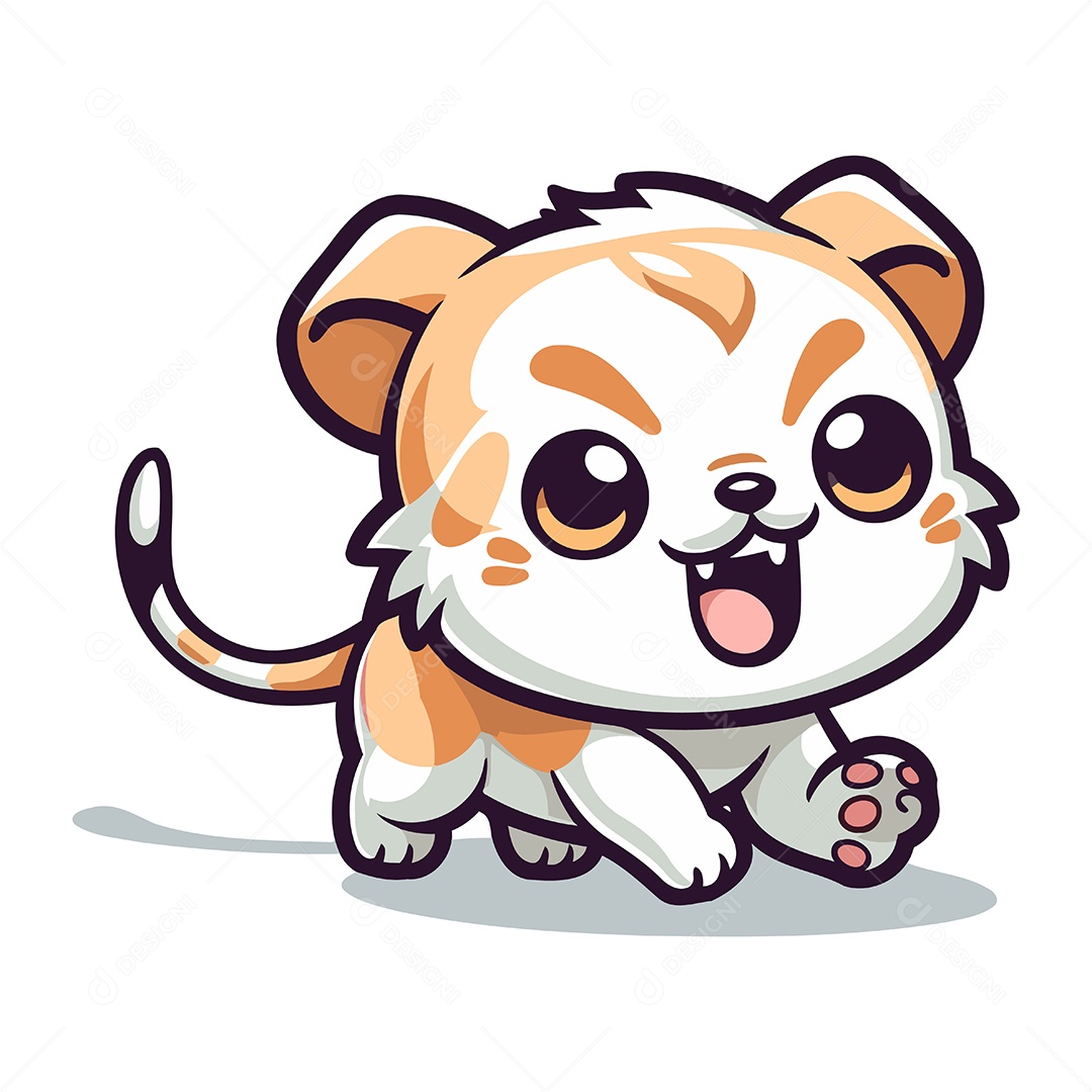 Gatinho Fofo de Desenho Animado Ilustração Vetor EPS