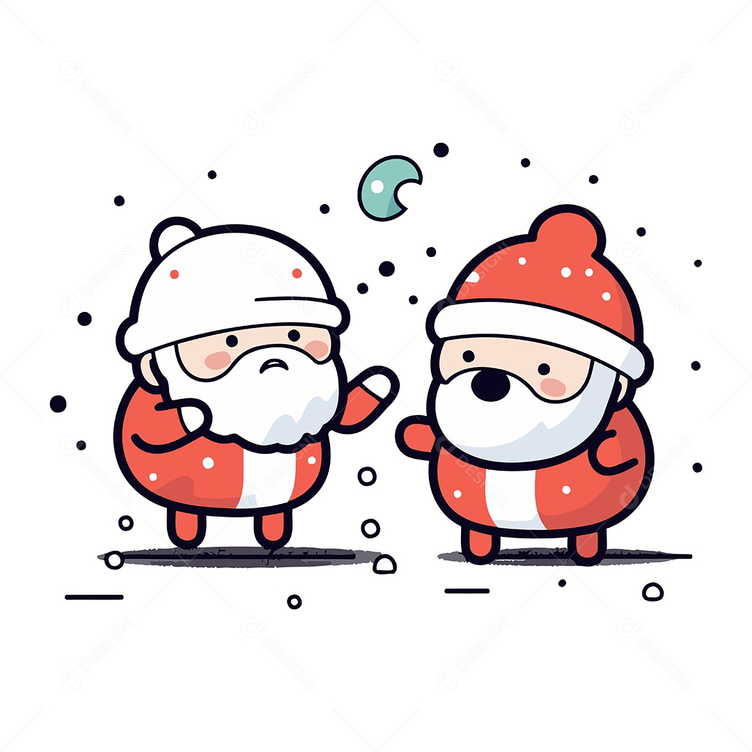 Papais Noel de Desenho Animado Ilustração Vetor EPS