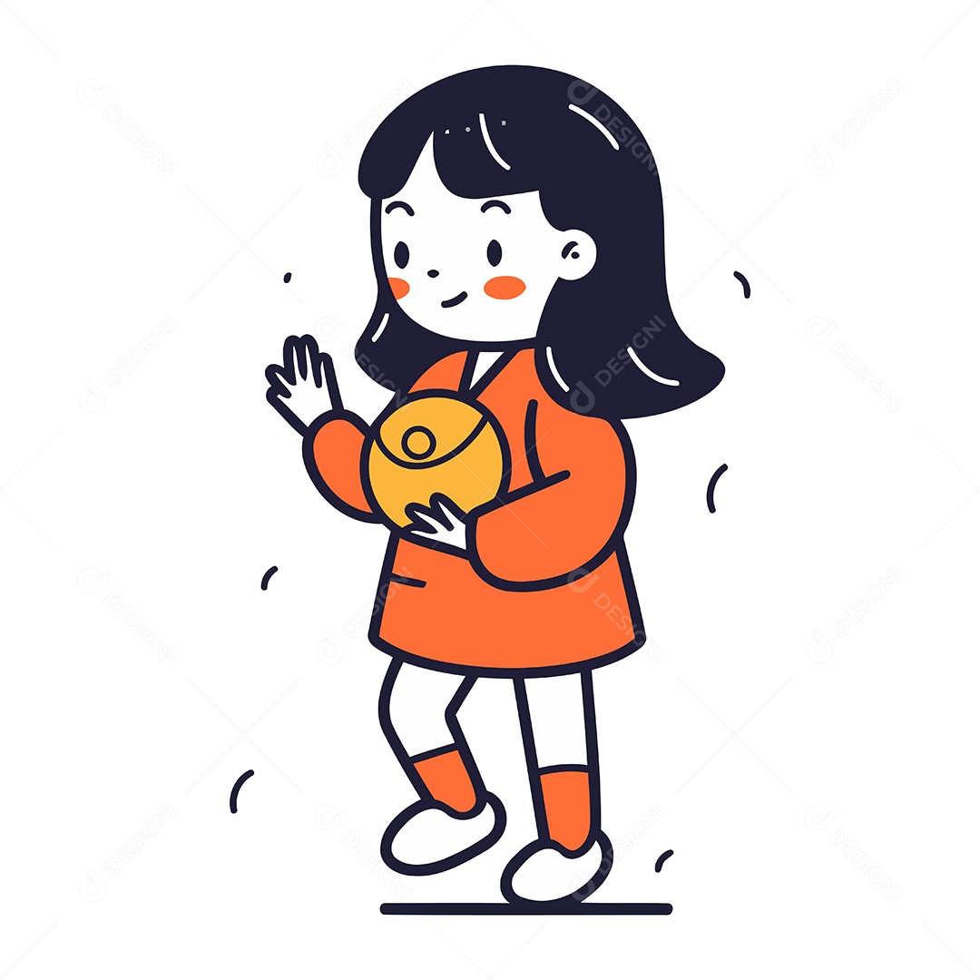 Menina Bonitinha Brincando com Bola Ilustração Vetor EPS