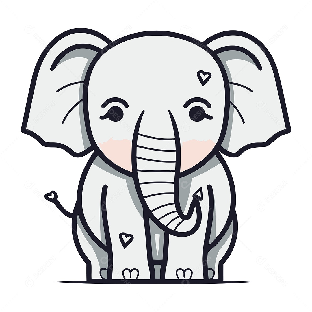 Elefante Fofo de Desenho Animado Ilustração Vetor EPS