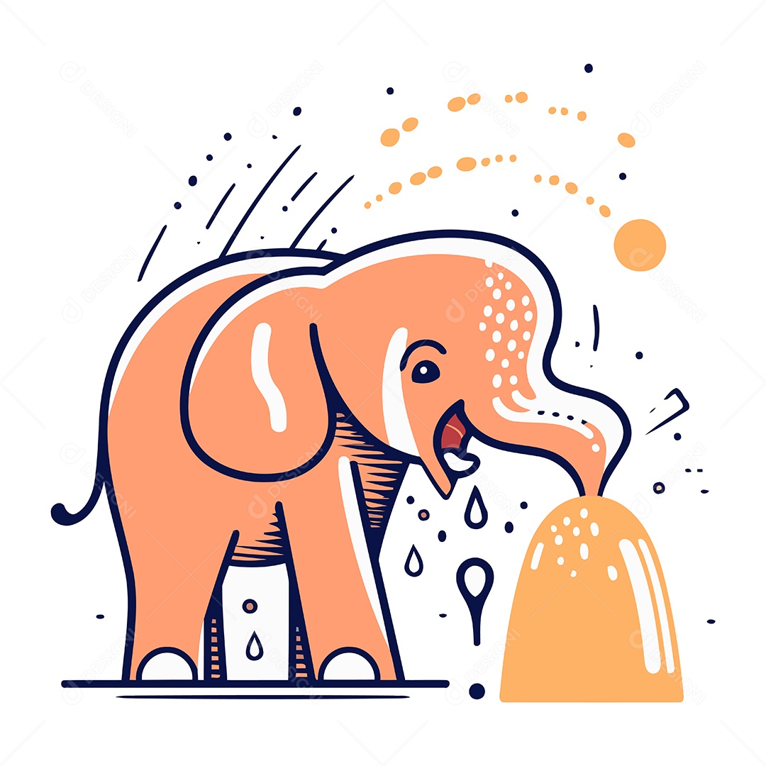 Elefante de Desenho Animado Ilustração Vetor EPS
