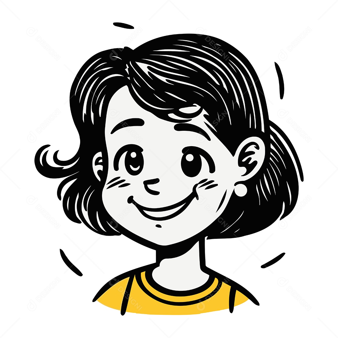 Menina Sorridente de Desenho Animado Ilustração Vetor EPS