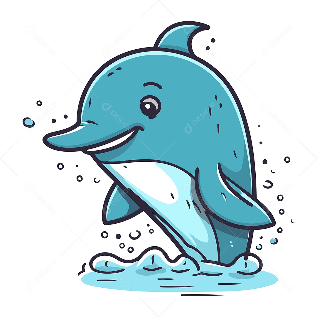 Golfinho de Desenho Animado Ilustração Vetor EPS